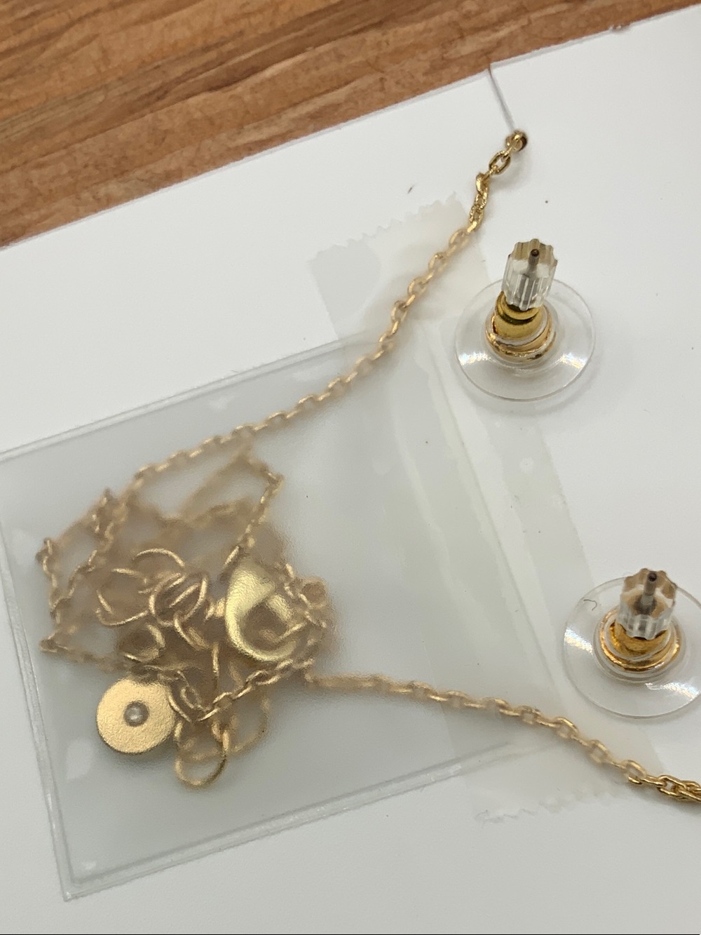 LC Lauren Conrad Gold Tone Necklace and Deep Red Crystal Stud Earrings Set - Picture 6 of 6